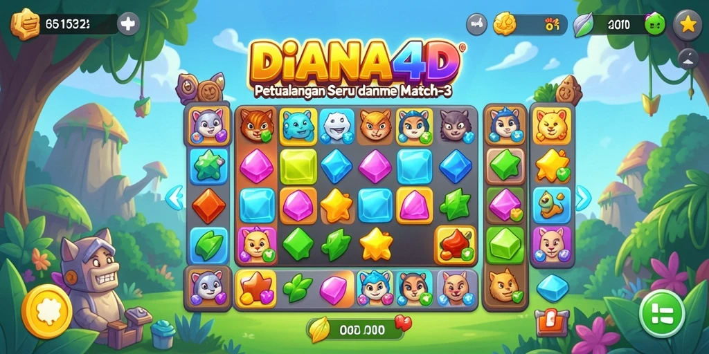 Tampilan gameplay seru dalam DIANA4D yang penuh warna.