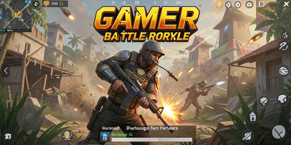 Screenshot gameplay GAMERP menunjukkan aksi seru dalam Battle Royale.