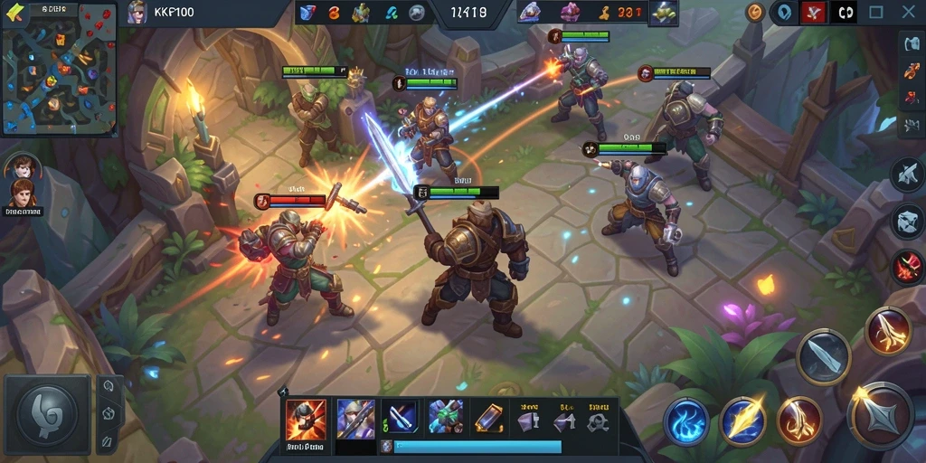 Tampilan menarik dari gameplay KPK100 di arena MOBA.