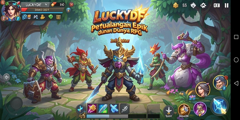 Tampilan gameplay RPG dalam LUCKYDF yang menarik dan penuh aksi.