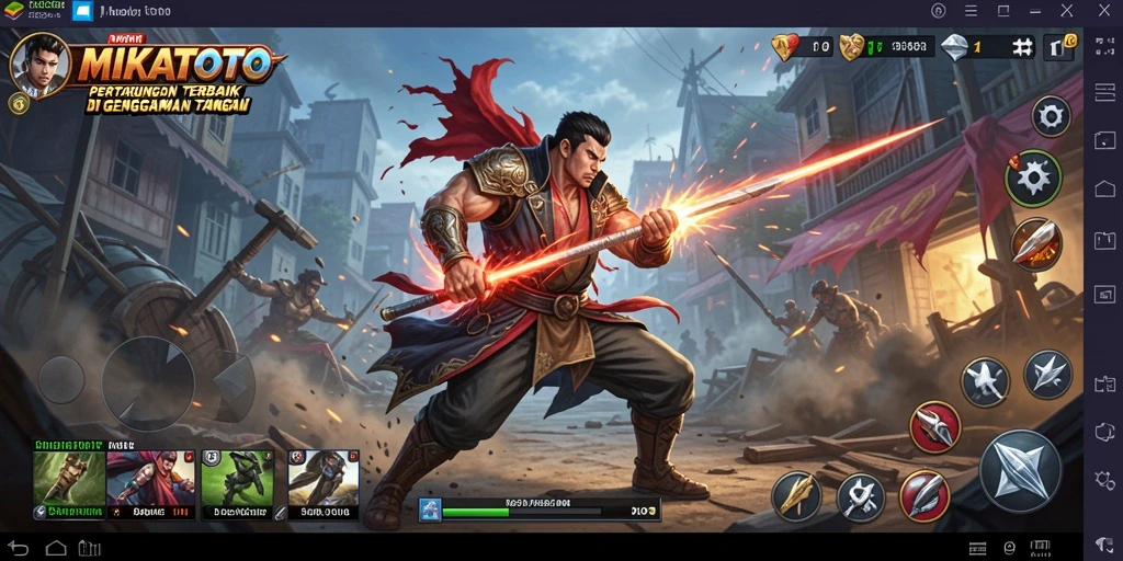 Screenshot gameplay MIKATOTO menampilkan aksi pertarungan yang seru.
