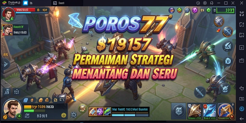 Tampilan gameplay POROS77 dengan aksi strategis yang mendebarkan.