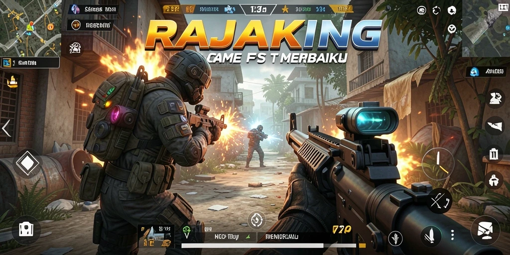 Tangkapan layar menunjukkan karakter dalam aksi menembak di lingkungan yang dinamis.