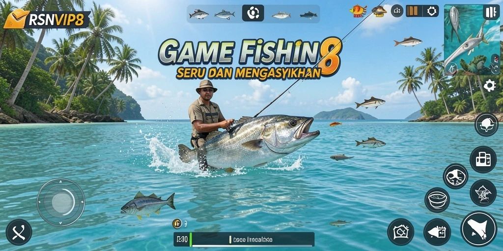 Tampilan gameplay RSNVIP8 dengan suasana memancing yang menakjubkan.