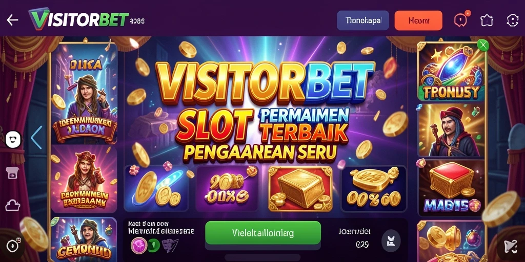 Tampilan gameplay VISITORBET dengan gulungan berputar dan fitur menarik.